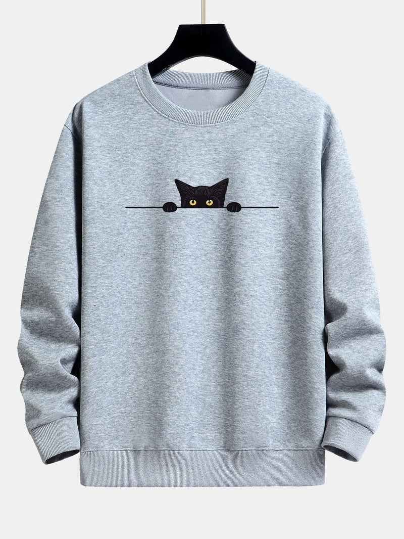Herren-Sweatshirt mit Katzen-Print