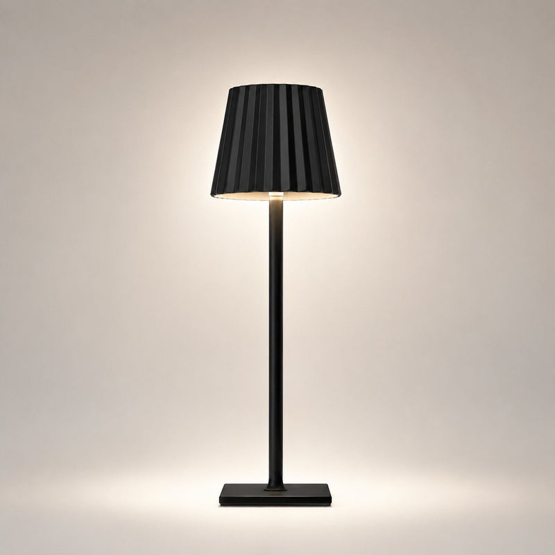 Kabellose Akku-Tischlampe mit Plissee-Schirm