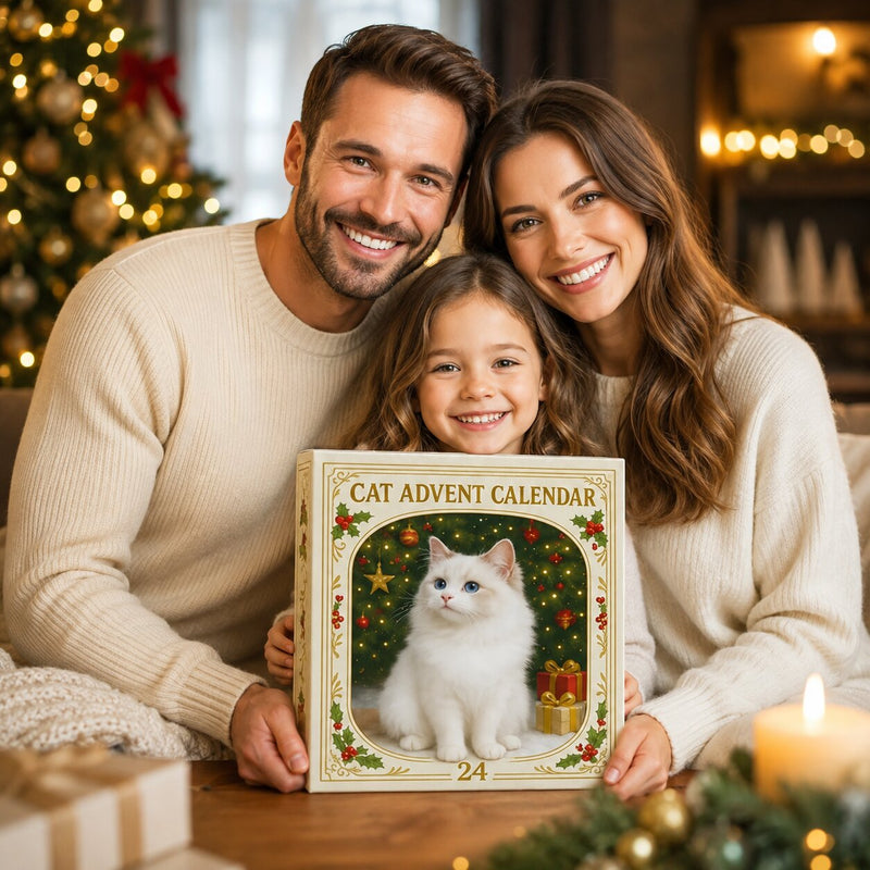 Katzen-Adventskalender mit 24 Ornamenten