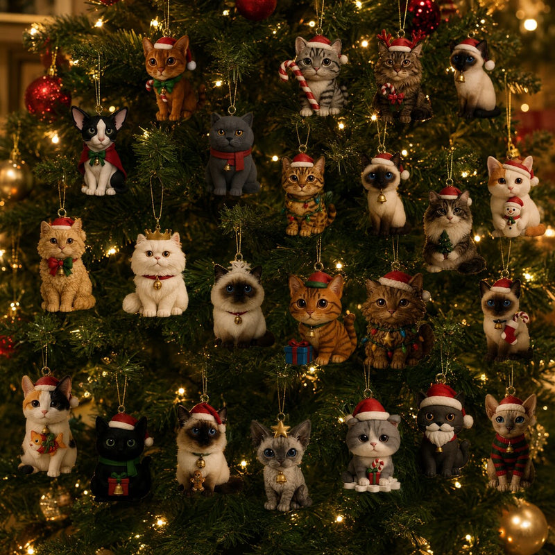 Katzen-Adventskalender mit 24 Ornamenten