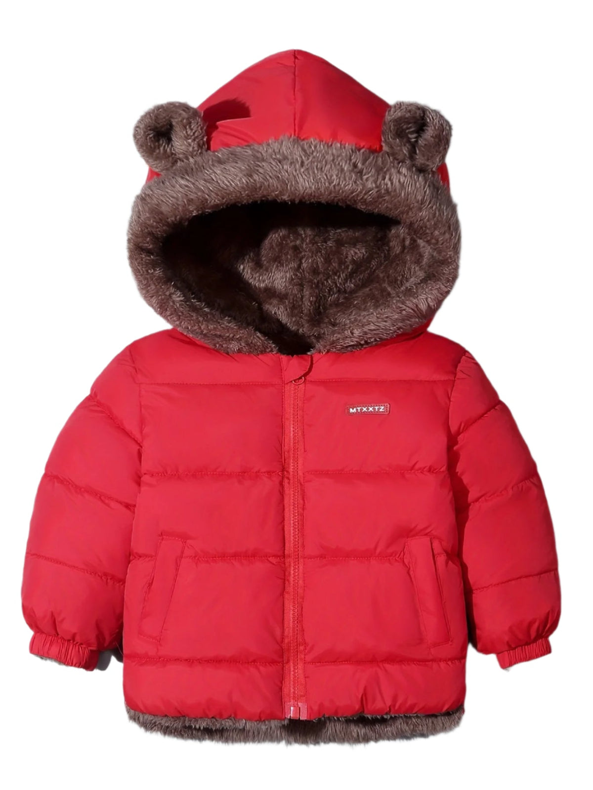 Gesteppte Kinder-Winterjacke mit Bärenohren