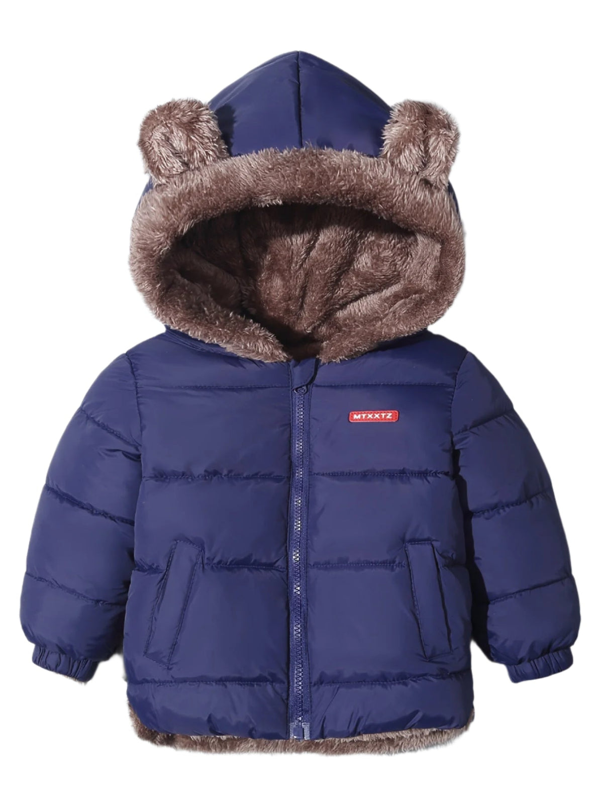 Gesteppte Kinder-Winterjacke mit Bärenohren