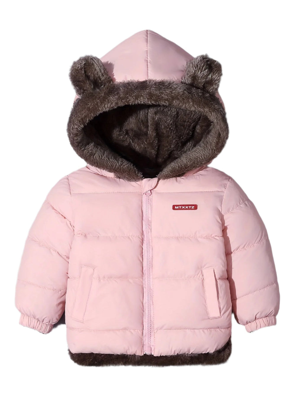 Gesteppte Kinder-Winterjacke mit Bärenohren