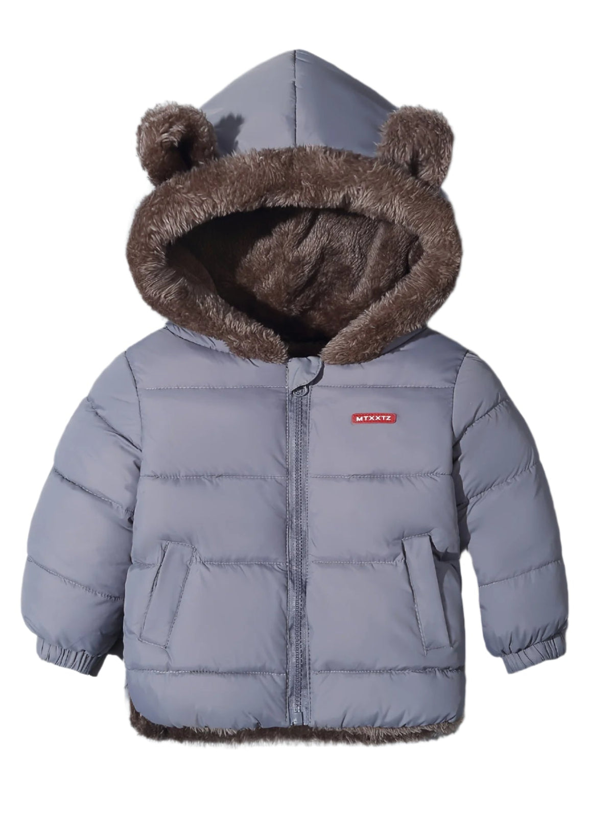 Gesteppte Kinder-Winterjacke mit Bärenohren