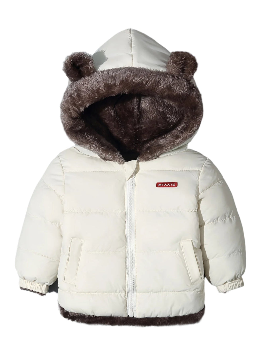 Gesteppte Kinder-Winterjacke mit Bärenohren