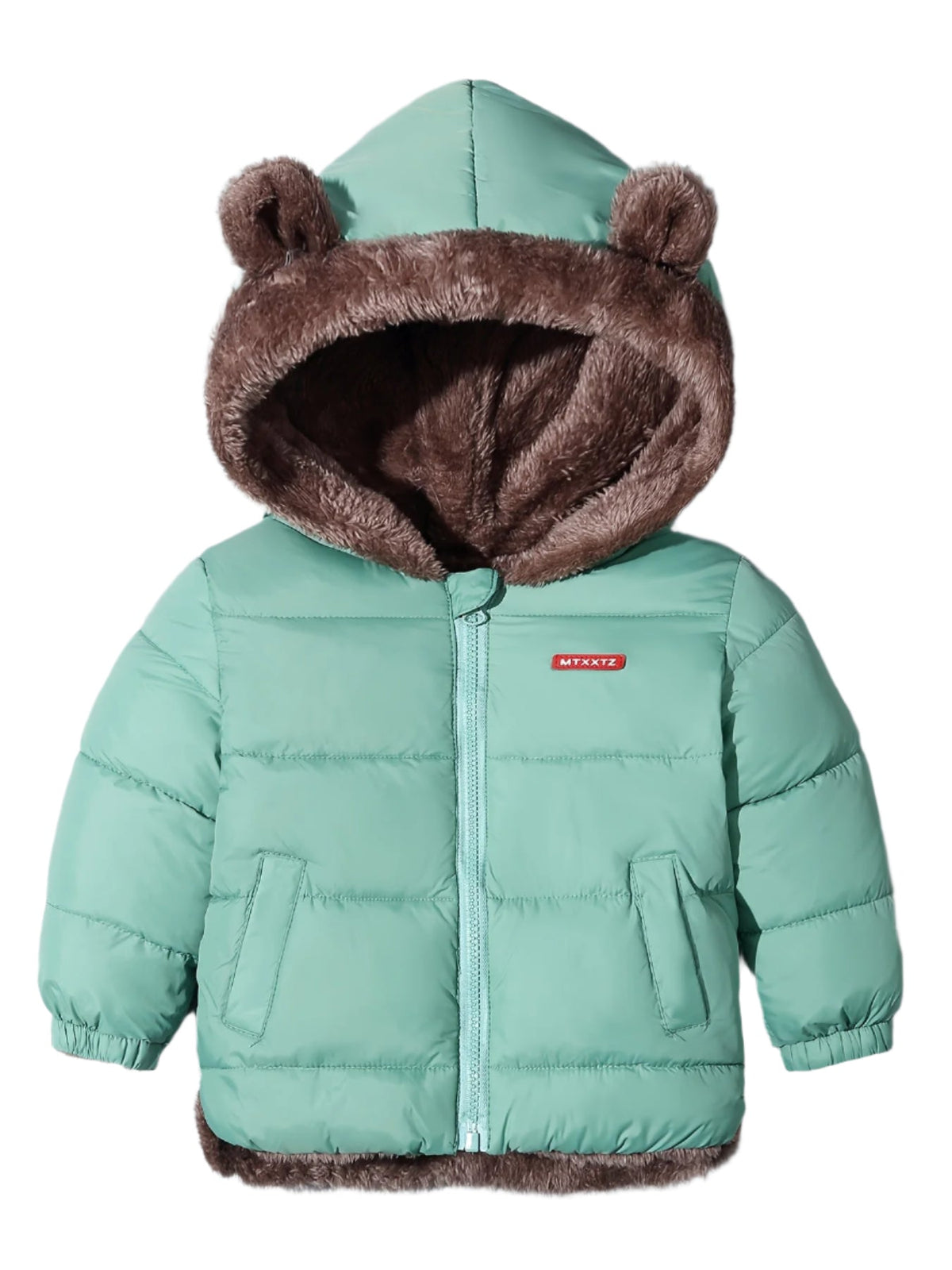 Gesteppte Kinder-Winterjacke mit Bärenohren