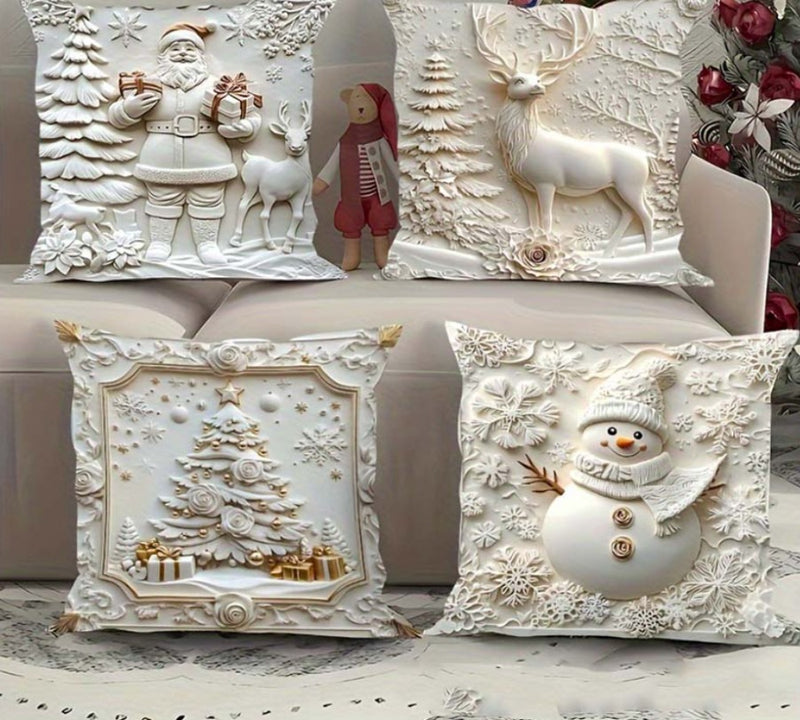 Weihnachtliche Kissenbezüge in 3D-Relief-Optik