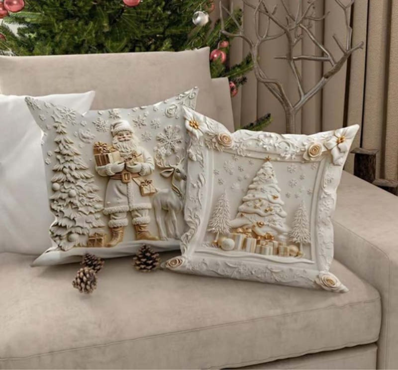 Weihnachtliche Kissenbezüge in 3D-Relief-Optik