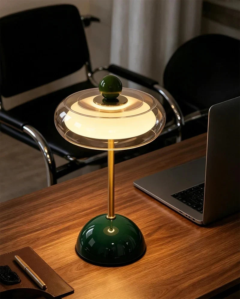Kabellose Glas-Tischlampe im Retro-Stil