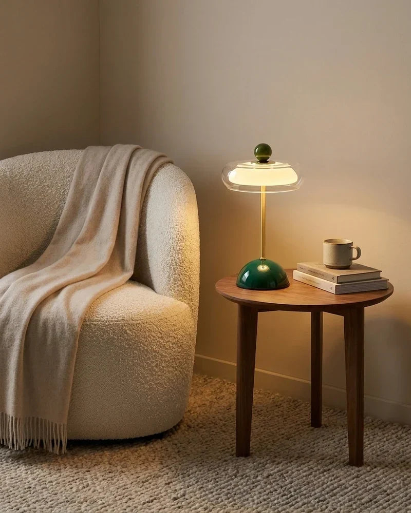 Kabellose Glas-Tischlampe im Retro-Stil