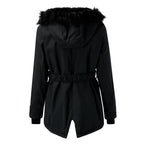 Gefütterter Damen-Winterparka mit Kunstfellkapuze