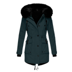 Gefütterter Damen-Winterparka mit Kunstfellkapuze