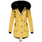 Gefütterter Damen-Winterparka mit Kunstfellkapuze