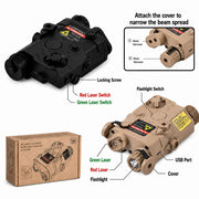 Batteriegehäuse mit rotem Laser, grünem Laser und Taschenlampe