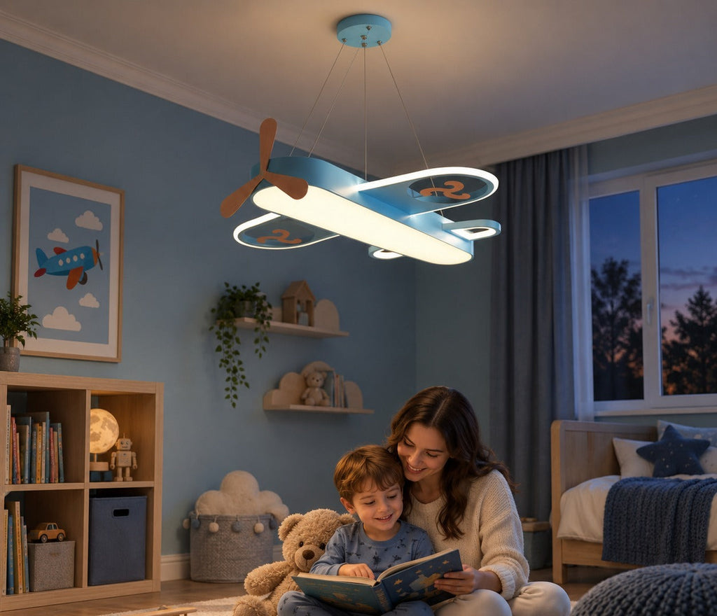 Dimmbare LED-Pendelleuchte im Flugzeug-Design für das Kinderzimmer