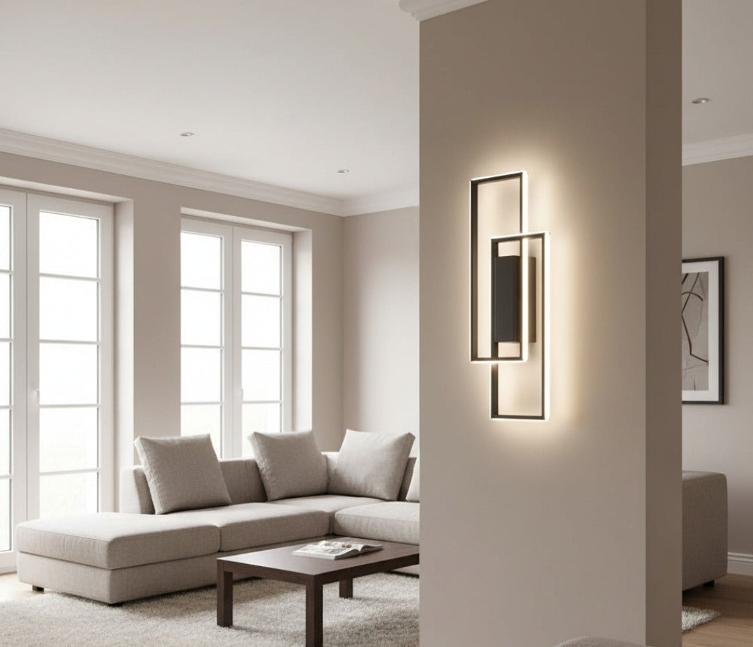 Geometrische LED-Wandleuchte mit 3 Lichtfarben