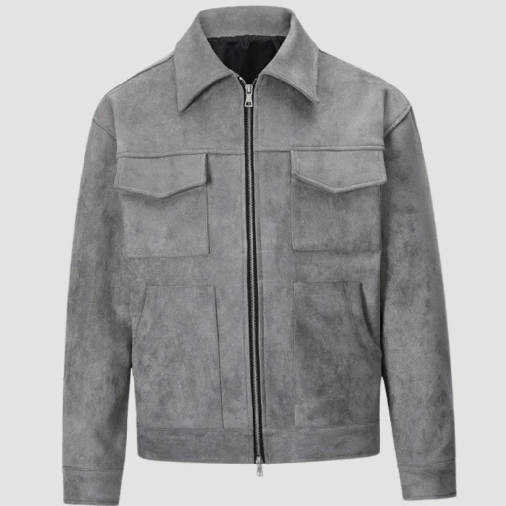 Herren-Jacke in Wildleder-Optik im Trucker-Stil
