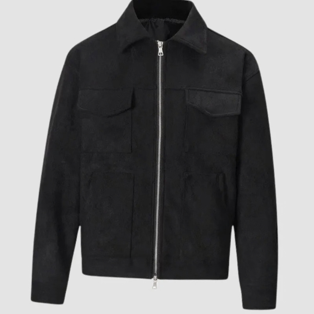 Herren-Jacke in Wildleder-Optik im Trucker-Stil
