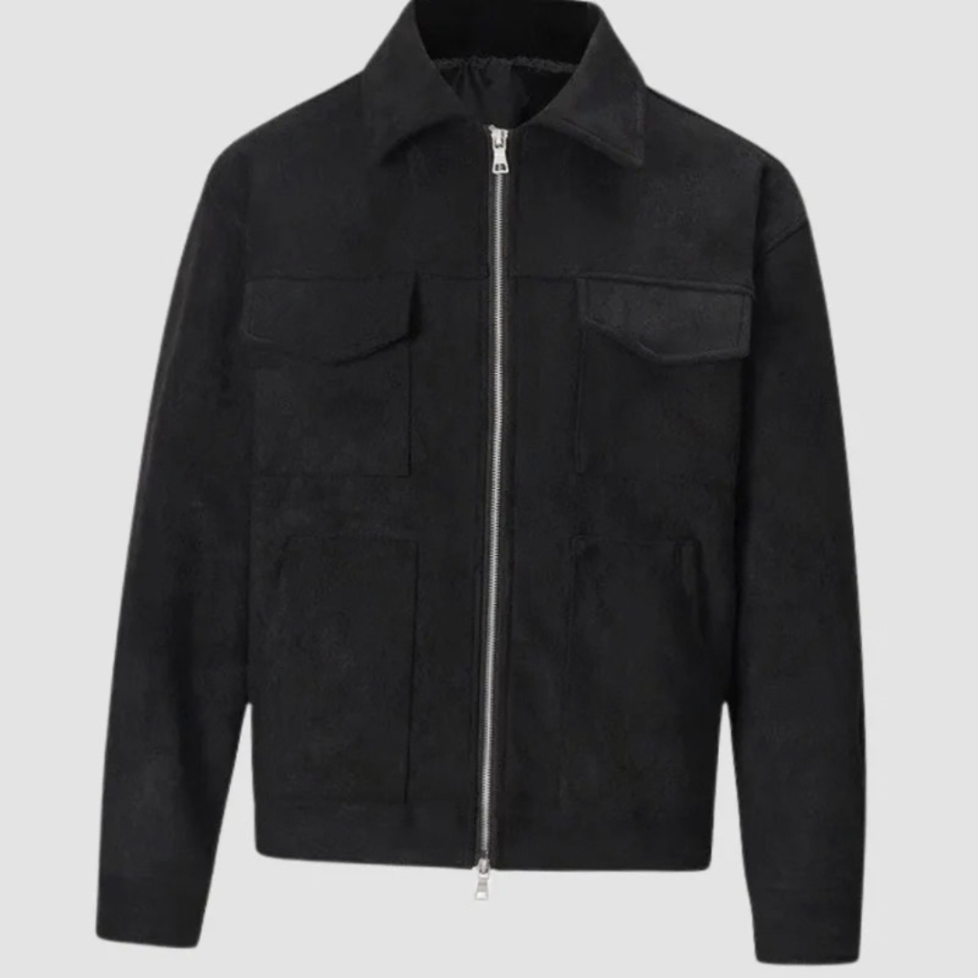 Herren-Jacke in Wildleder-Optik im Trucker-Stil