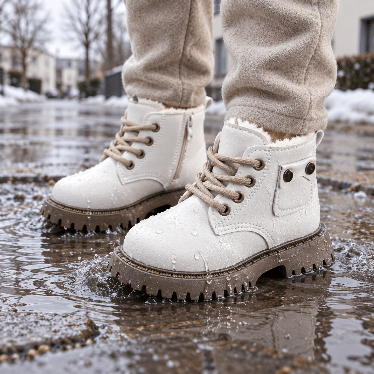 Gefütterte Kinder-Winterstiefel mit Reißverschluss