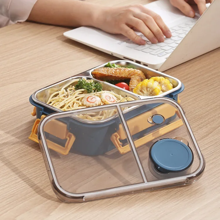 Lunchbox mit Edelstahl-Fächern und Warmhaltefunktion
