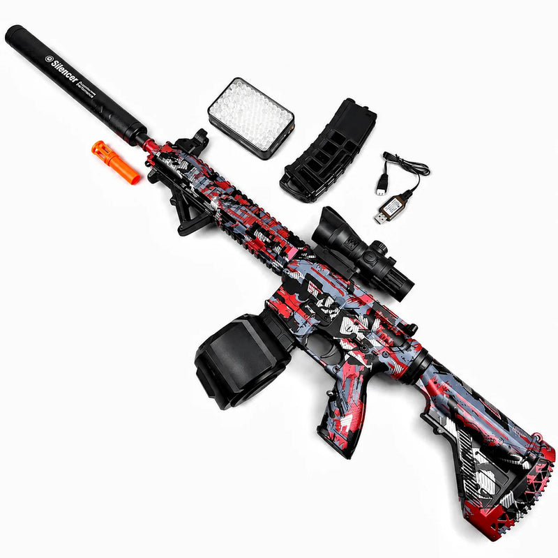 M416-Gelblaster mit Magazin, Gelkugeln, Schutzbrille und Zubehör