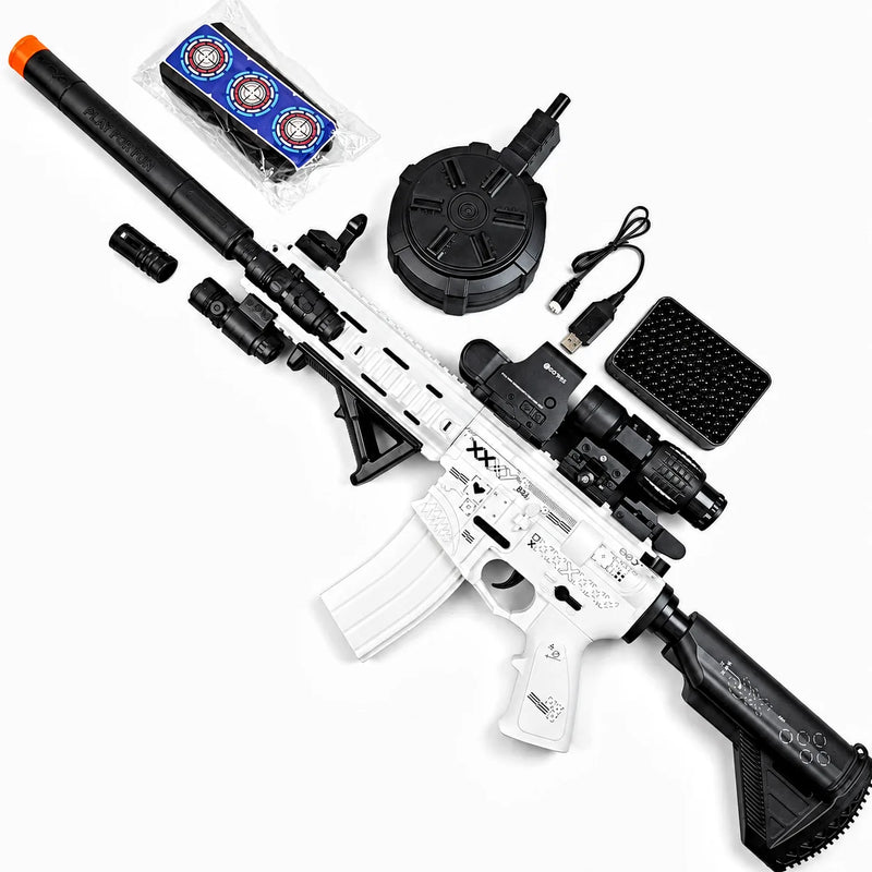 M416-Gelblaster mit Magazin, Gelkugeln, Schutzbrille und Zubehör