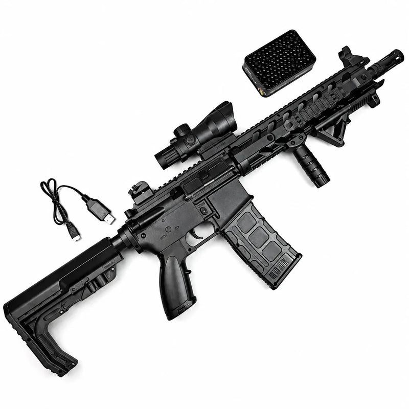 M416-Gelblaster mit Magazin, Gelkugeln, Schutzbrille und Zubehör