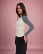 Colour-Block-Langarmshirt mit Raglanärmeln