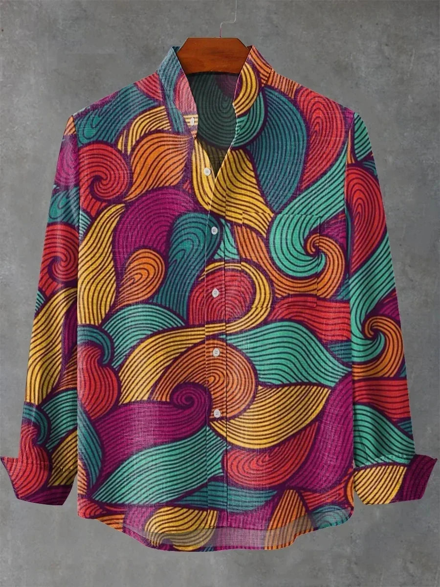Herren-Langarmhemd mit abstraktem Print