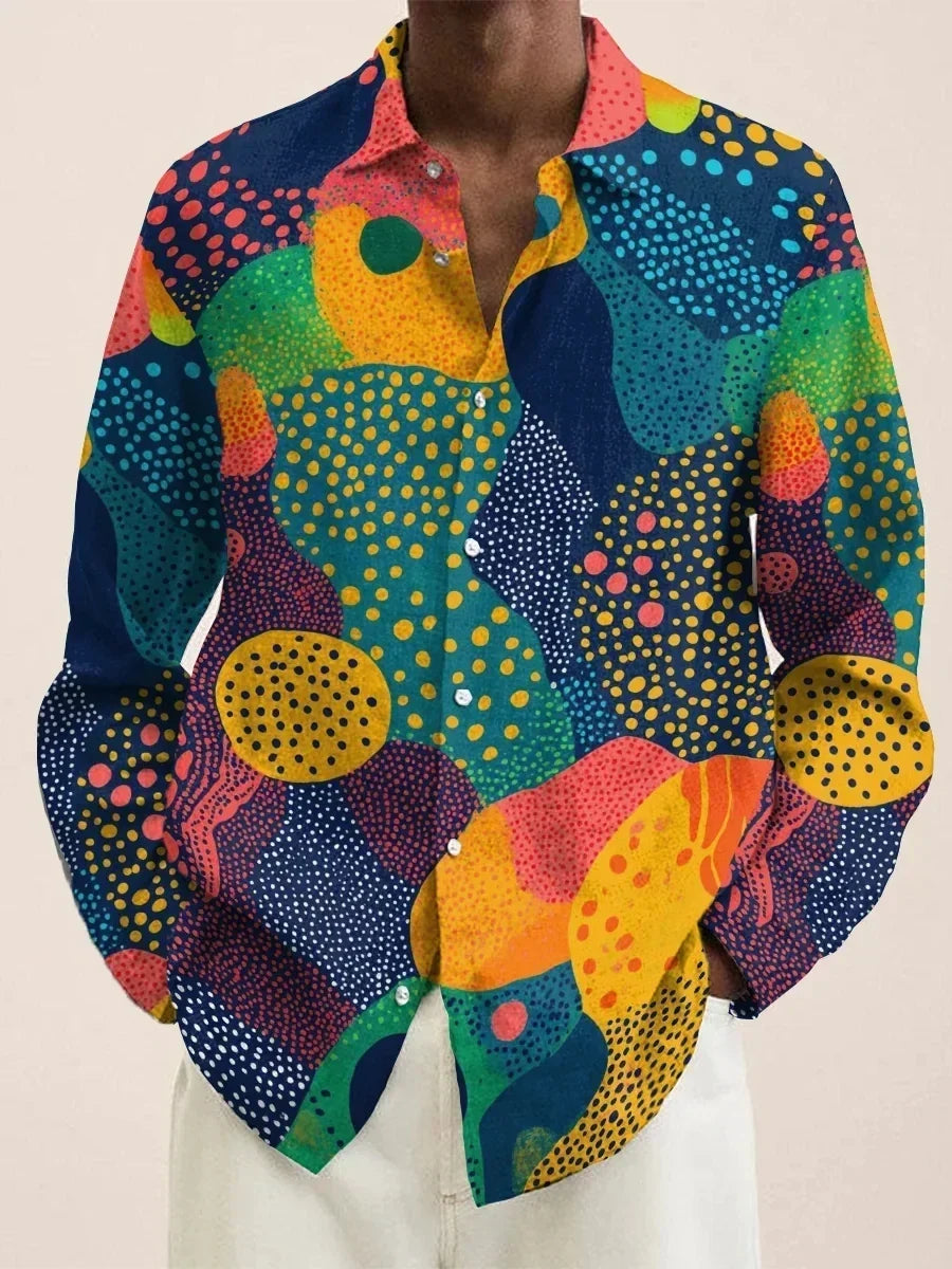 Herren-Langarmhemd mit abstraktem Print