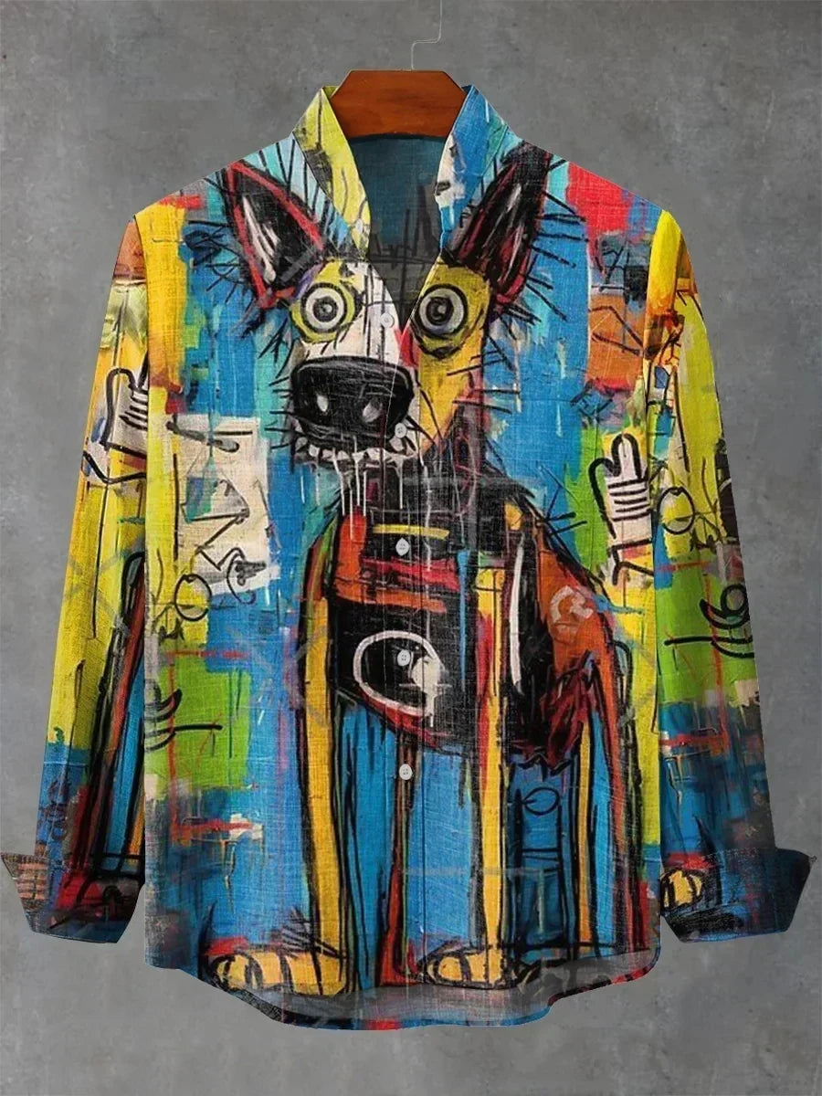 Herren-Langarmhemd mit abstraktem Print