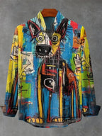 Herren-Langarmhemd mit abstraktem Print