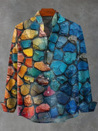 Herren-Langarmhemd mit abstraktem Print