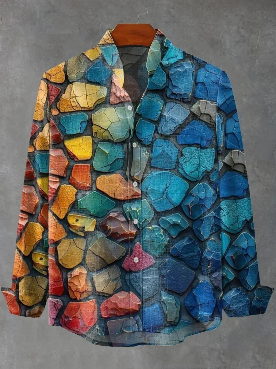 Herren-Langarmhemd mit abstraktem Print