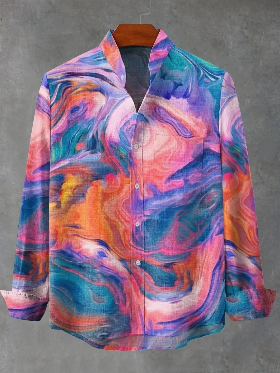 Herren-Langarmhemd mit abstraktem Print