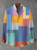 Herren-Langarmhemd mit abstraktem Print