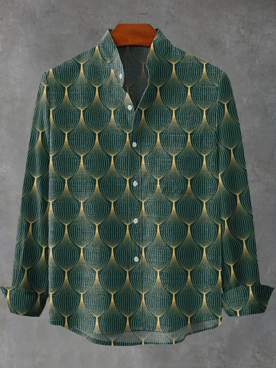 Herren-Langarmhemd mit abstraktem Print