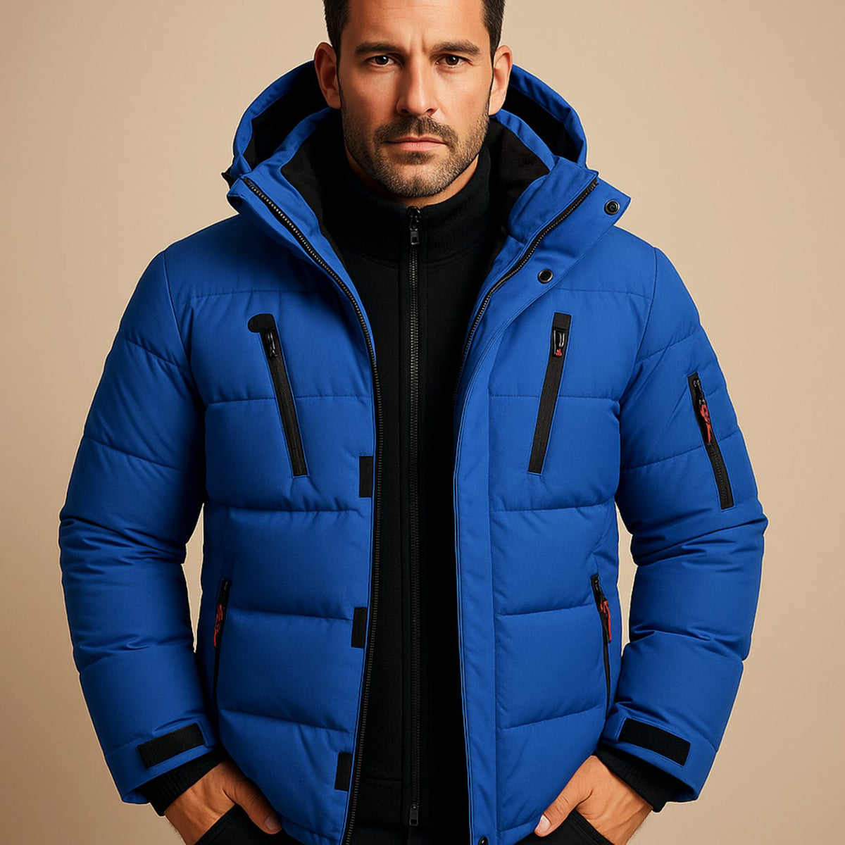 Wattierte Herren-Pufferjacke mit Kapuze