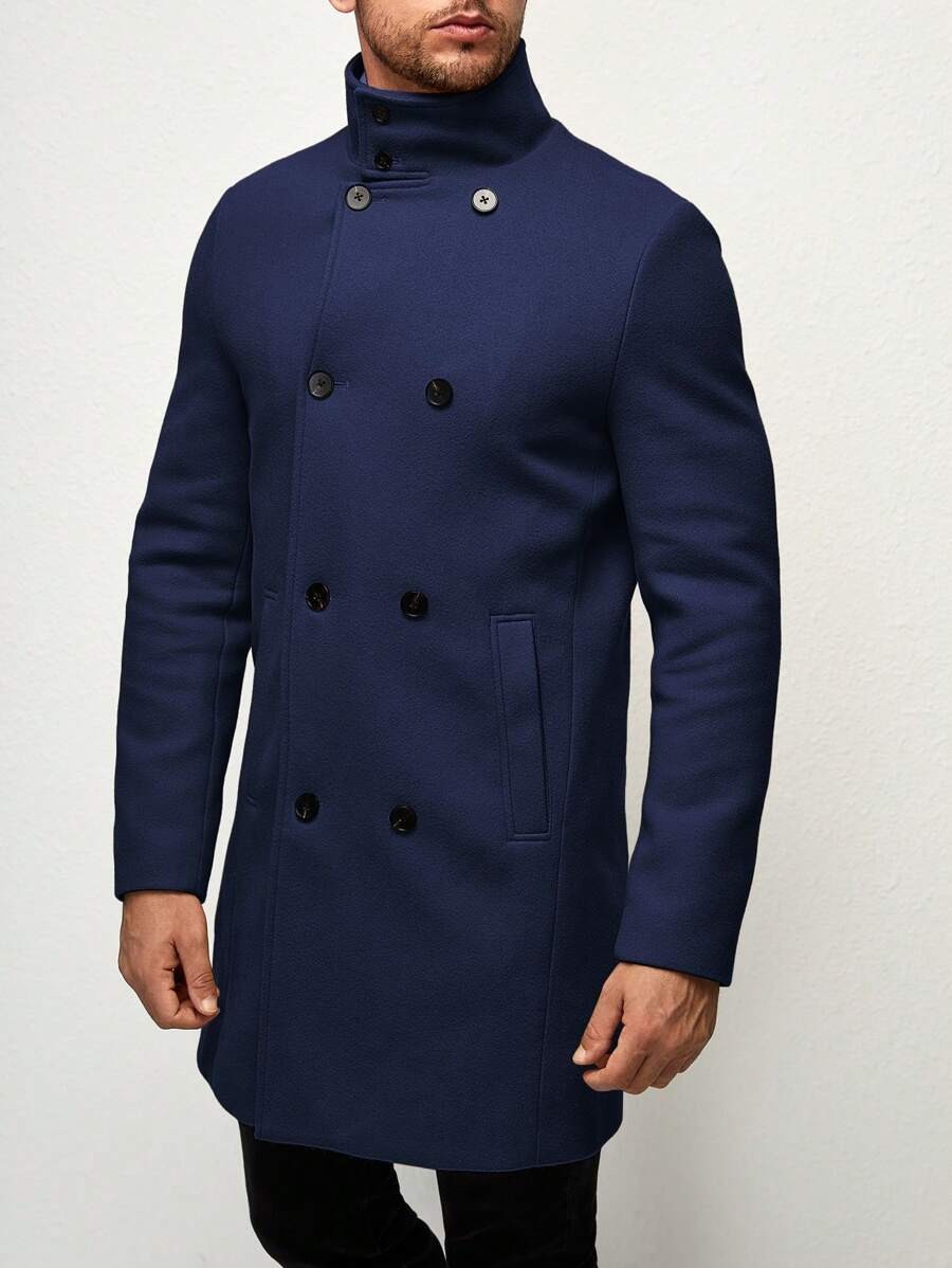 Zweireihiger Herren-Caban mit Kragen zum Hochknöpfen
