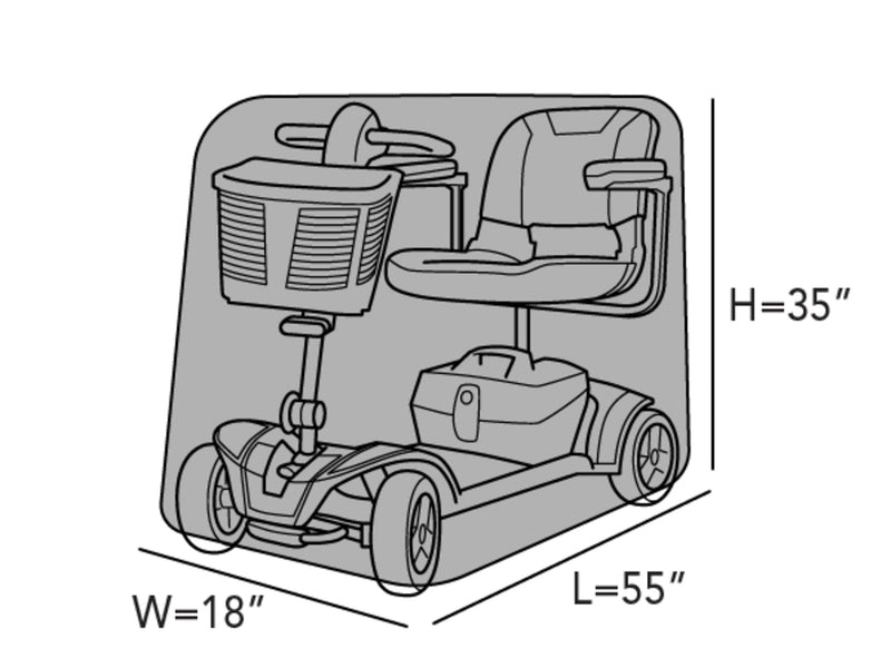 Schwarze Abdeckung über einem Elektromobil mit Sitz und Lenker