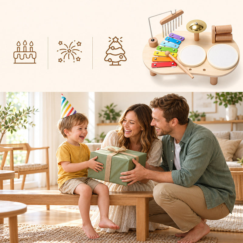 Montessori-Musiktisch aus Holz für kleine Musiker