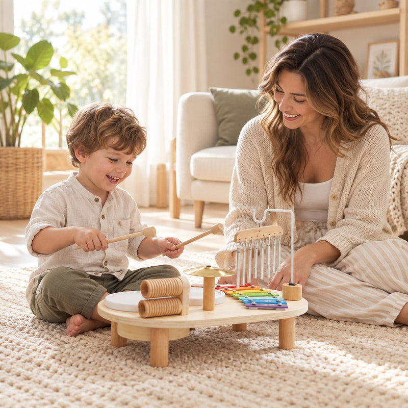 Montessori-Musiktisch aus Holz für kleine Musiker