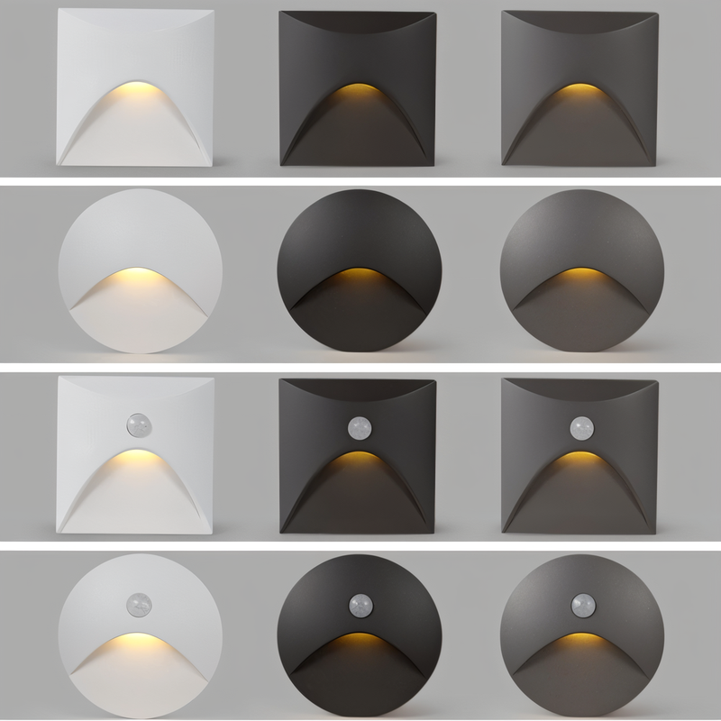 LED-Wandleuchte mit strukturierter Front und Bewegungsmelder