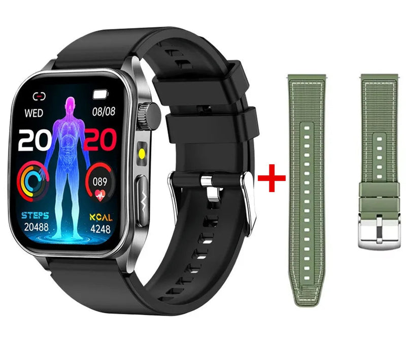 Intelligente Armbanduhr mit Digitaldisplay und zusätzlichem schwarzem Armband