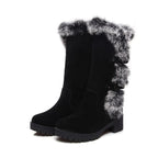 Wadenhohe Damen-Winterstiefel mit Kunstfellrand und Schnallen