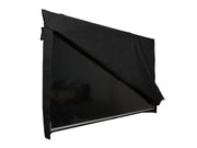 Schwarze Outdoor-TV-Abdeckung mit hochgeklappter Vorderseite und Rückseitentasche