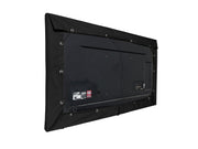 Schwarze Halb-Abdeckung mit Ösen für einen Outdoor-Fernseher