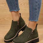 Damen-Stiefeletten mit Reißverschluss und Profilsohle