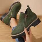 Damen-Stiefeletten mit Reißverschluss und Profilsohle